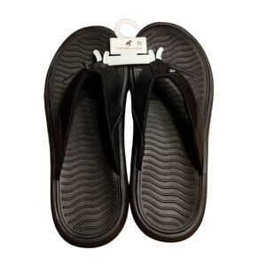 Caribbean Joe Men's Havana Flip Flop Size 11 Black